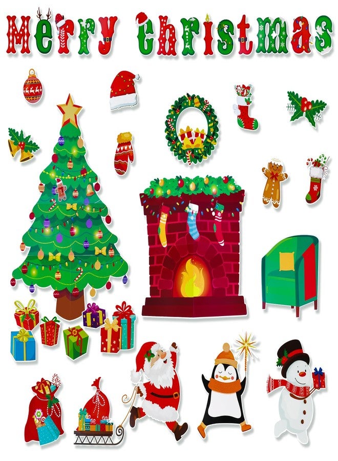 Konsait Christmas Decorations Set, 45 Pcs Tree Fireplace Cutouts - Classroom & Home Office Bulletin Board - Image 1