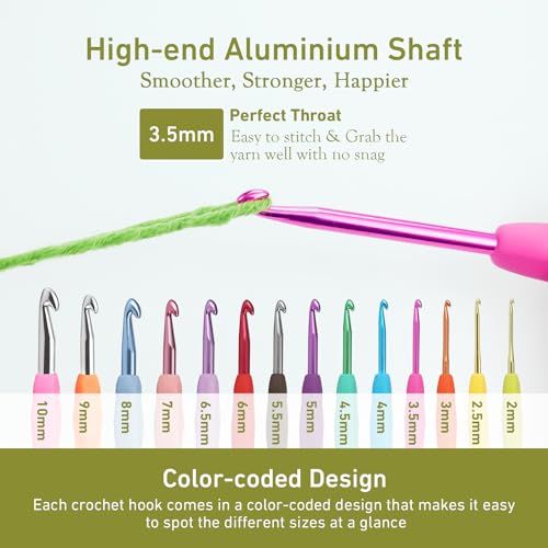 YOJOB 3.5mm Crochet Hook, Super Smooth 3.5 mm Ergonomic Crochet Hooks for Beginners, Comfort Crochet Needle for Arthritics, 1 Pack - Image 3