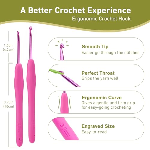 YOJOB 3.5mm Crochet Hook, Super Smooth 3.5 mm Ergonomic Crochet Hooks for Beginners, Comfort Crochet Needle for Arthritics, 1 Pack - Image 2