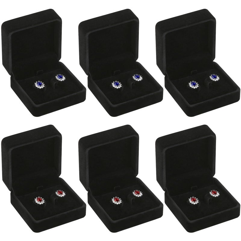 LETURE 6 Pieces Velvet Jewelry Gift Boxes for Necklace Pendant Bracelet Ring Earring Jewelry Storage Display Case for Christmas Wedding Engagement Birthday Anniversary Earring Box 6PCS - Image 2