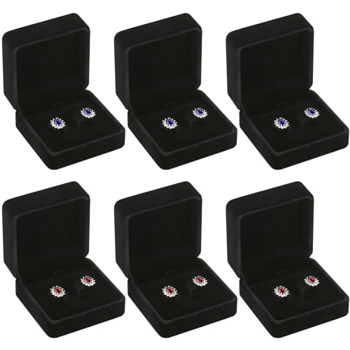 LETURE 6 Pieces Velvet Jewelry Gift Boxes for Necklace Pendant Bracelet Ring Earring Jewelry Storage Display Case for Christmas Wedding Engagement Birthday Anniversary Earring Box 6PCS - Image 1