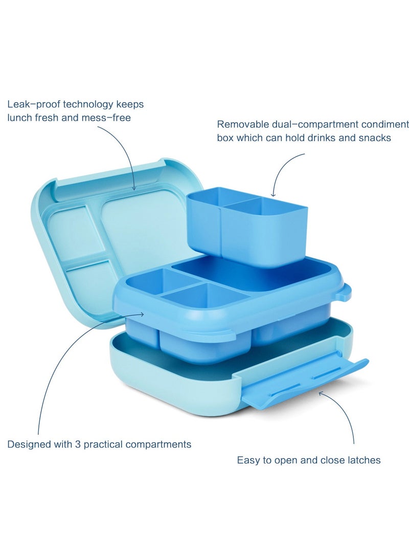 LKTOCAFT Lunch Box For Kids, Lunch Box And Water Bottle With Bag, Bento Lunch Box For School, Leak-Proof 3 Practical Compartments And 2 Removable Compartment, Microwave And Dishwasher Safe, Blue  - Image 2