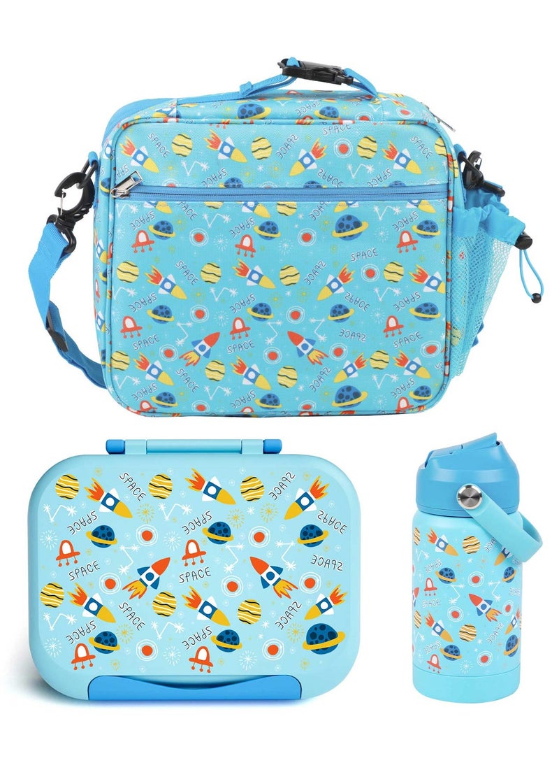 LKTOCAFT Lunch Box For Kids, Lunch Box And Water Bottle With Bag, Bento Lunch Box For School, Leak-Proof 3 Practical Compartments And 2 Removable Compartment, Microwave And Dishwasher Safe, Blue  - Image 3