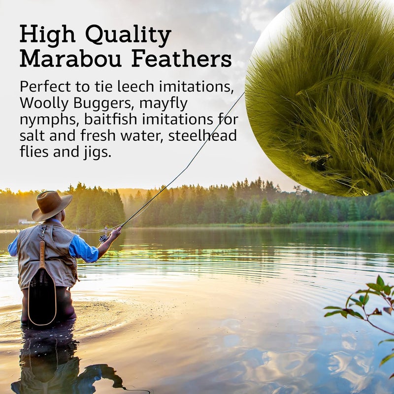 Creative Angler Strung Marabou Bird Feathers for Tying Fly Fishing Flies - Fly Tying Accessories - Perfect Choice for Tail & Wings and Easy to Tie On The Lure - Image 5