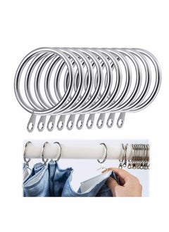KASTWAVE Curtain Rings,20pcs 32mm Metal Curtain Drapery Pole Rod Rings with Fixed Eyes & 20pcs Plastic Curtain Hooks,Silver Metal Curtain Rings Hanging Rings for Curtains and Rods Silver  - Image 5