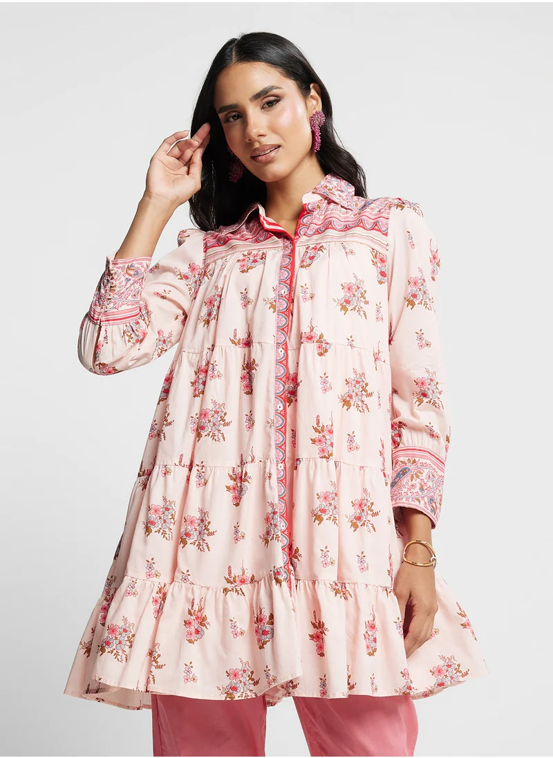 Biba Printed Ruffle Kurta