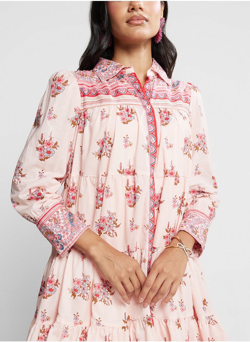 Biba - Printed Ruffle Kurta - Image 1