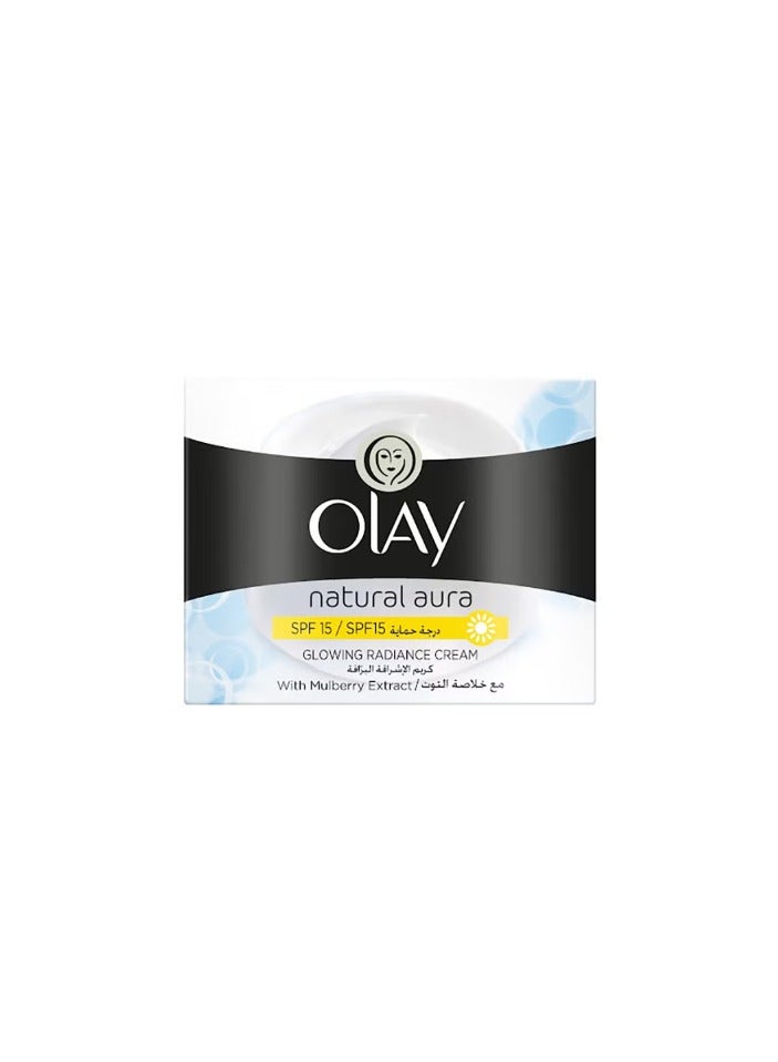 Olay Natural Aura Day Glow Cream SPF 15 with Raspberry Extract 50g 50g - Image 1
