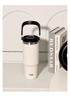 Insulated Cup, Cold Insulated Ice Cream Cup, 900mL Large Capacity Cup, Double Drinking Straw Water Cup