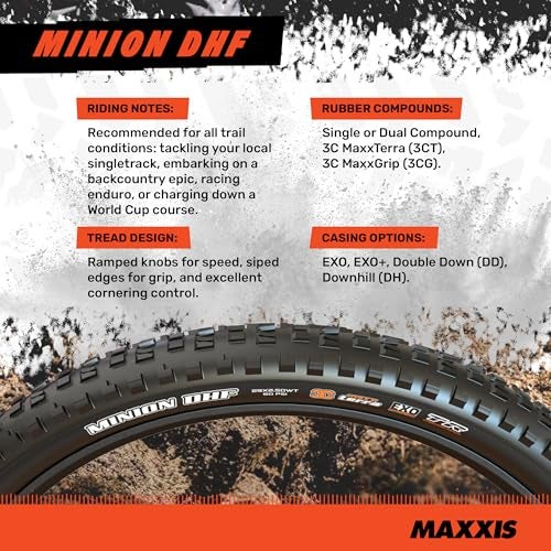 MAXXIS Minion DHF - Dual Compound - 20, 24, 26, 27.5, 29 - EXO - E25 Rating, Tubeless | Gold Standard of Gravity Focused Tread, Size 27.5x2.30 - EXO, E25 - Image 3