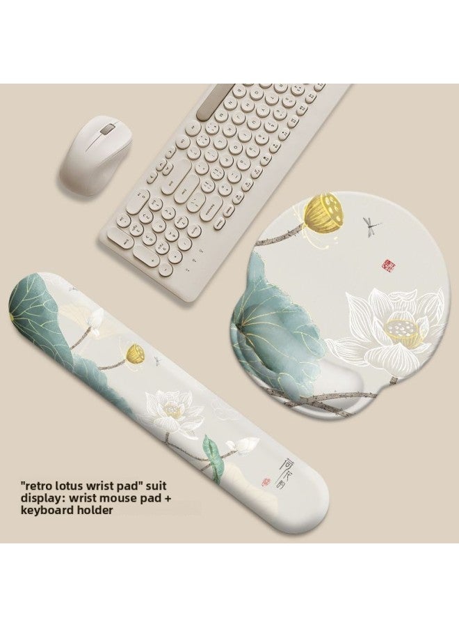 Lotus Lotus Wrist Mouse Pad National Style Artistic Elegant Simple Notebook Keyboard Holter Memory Foam Office Hand Holter 