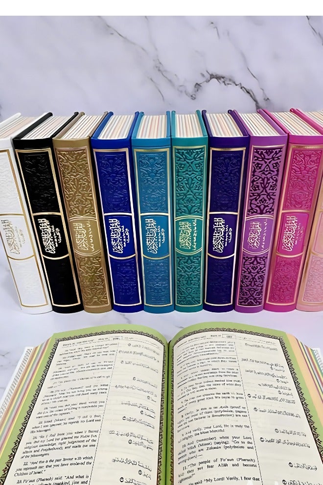 Quran with English Rainbow  Translation – Golden Color, Medium Size (20×14 cm) - Image 3