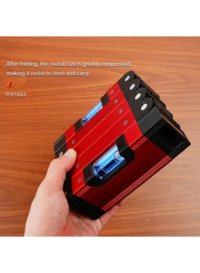 Red 5 Section Magnetic Folding Level Tool for Woodworking Construction DIY - Image 5