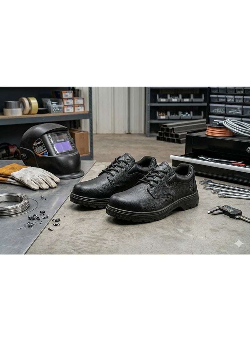 RNS Low Ankle Leather Safety Shoes, Oil & Acid Resistant, Slip Resistant Industrial Work Boots, Durable Construction Footwear with Electrical Hazard Protection for Men - Image 1