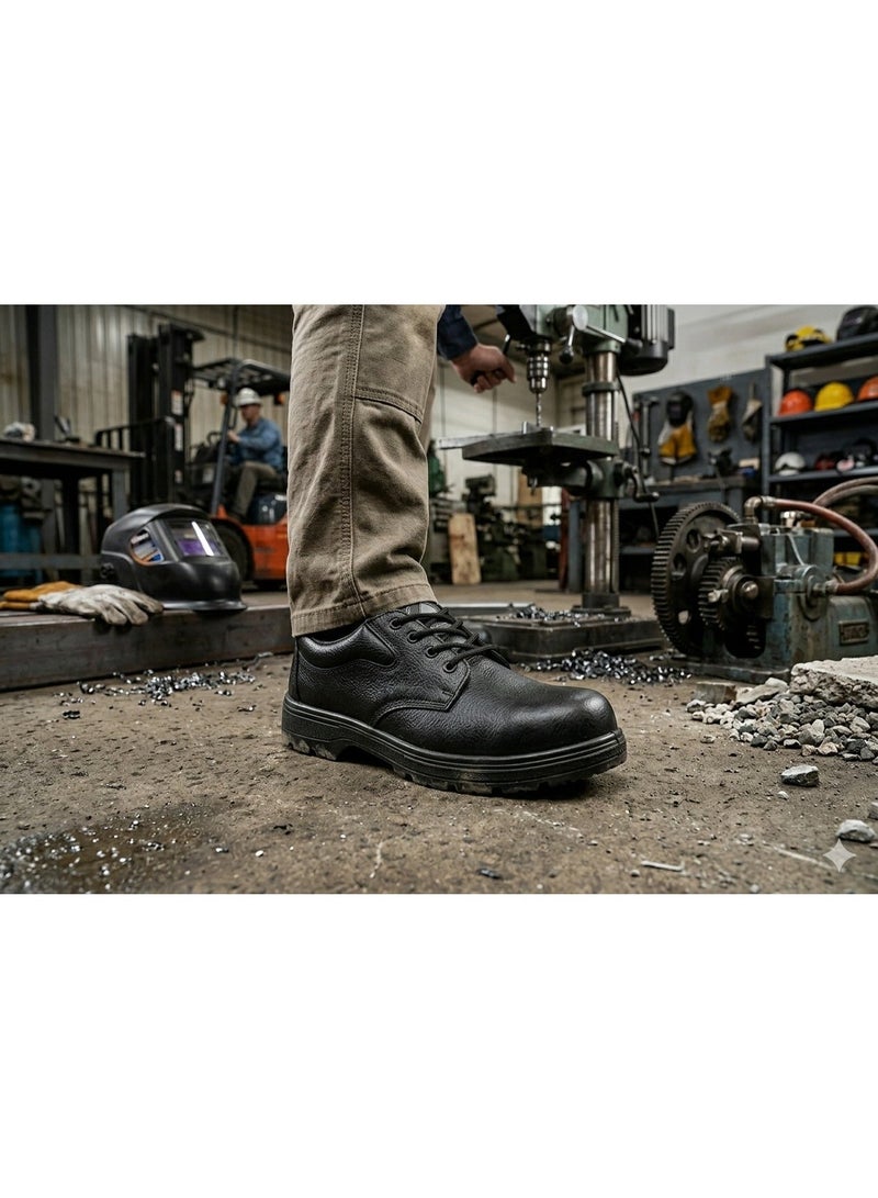 RNS Low Ankle Leather Safety Shoes, Oil & Acid Resistant, Slip Resistant Industrial Work Boots, Durable Construction Footwear with Electrical Hazard Protection for Men - Image 2