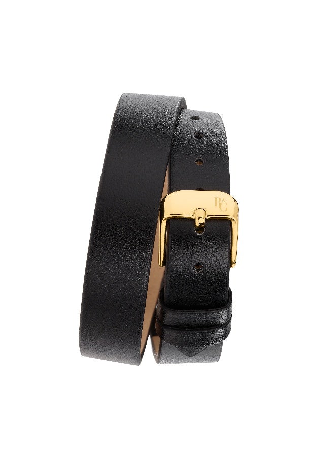 B&G Women's Gold Rectangular Analog Dial with Black Leather Band Watch - 22mm - R3851324502 - Image 4