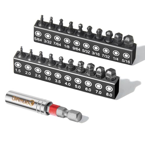 ColumPRO Ball End Allen Wrench Bit Set - 20PCS Metric & SAE Allen Key Drill Bit Set with Magnetic Bit Holder, Premium S2 Steel 1” Hex Bit - Image 1