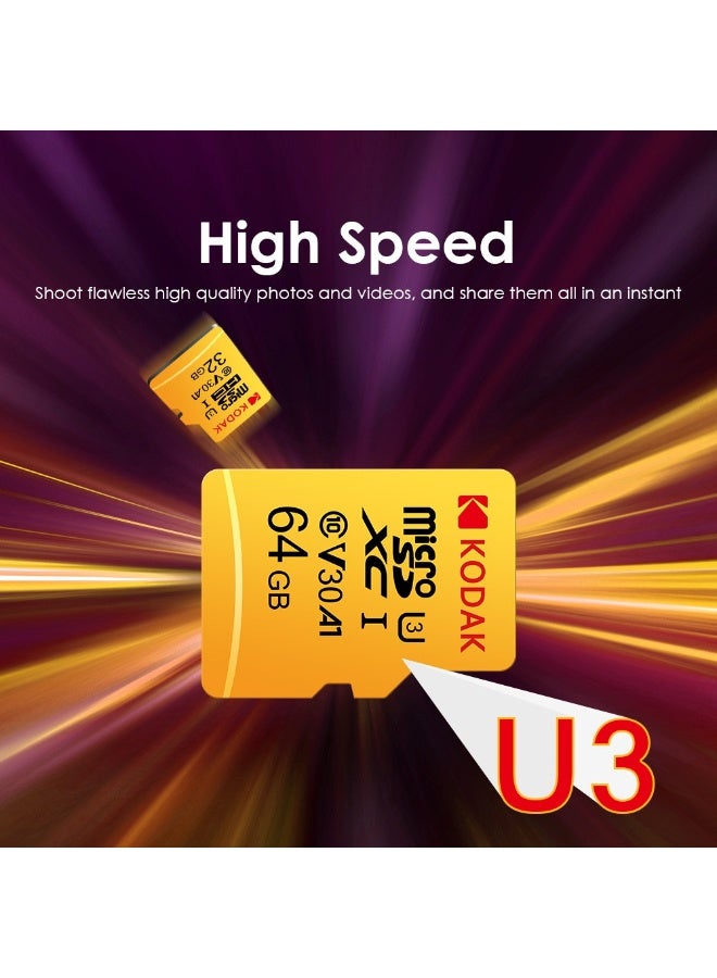 كوداك High-Speed TF Memory Card 64GB For smartphones/cameras/dashcams/surveillance devices/MP3/MP4 Class 10 | U3 | V30 | A1 | 4K Ultra HD | High-Speed Read/Write | Durable & Stable 64 GB - Image 5
