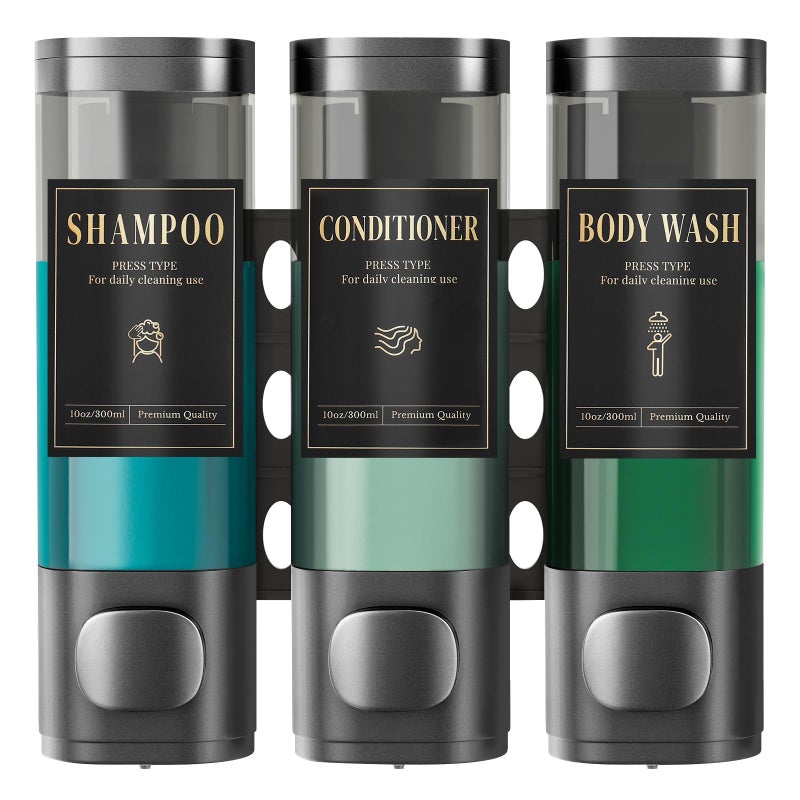 Luxspire Shampoo And Conditioner Dispenser  No Drill Wall Mounted Shower Soap Dispenser 3 Chamber With Waterproof Labels  Easy Refill Soap Dispenser For Bathroom Hotel Kitchen  Gray - Image 1