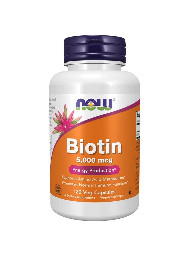 ناو كبسولات البيوتين 5000 ميكروجرام من NOW Foods، 120 كبسولة - Image 1