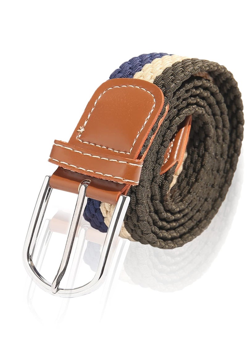 Versatile Braided Stretch Belt for Men and Women, Vintage Woven Fabric Casual Belt for Jeans and Dresses, No Hole Design, Durable Nylon Cord - Image 5