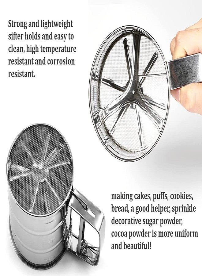 Birzar Flour Sifter Manual Food Strainer Atta Chhani Baking Flour Cup Atta Chalni Baking Tool Strainer with Handle for Sugar Flour and Coffee Powder (Pack of 1) - Image 5