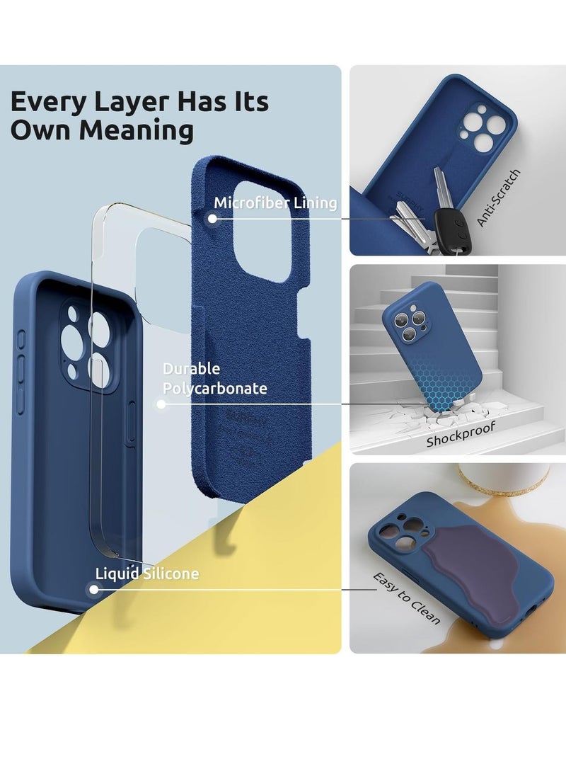 Raxoom Design for iPhone 15 Pro Max Case [2 x Screen Protectors & 1 x Lanyard], Liquid Silicone Protection for Each Lens Shockproof Cover for iPhone 15 Pro Max 6.7 inch 2023, Blue Jay  - Image 4