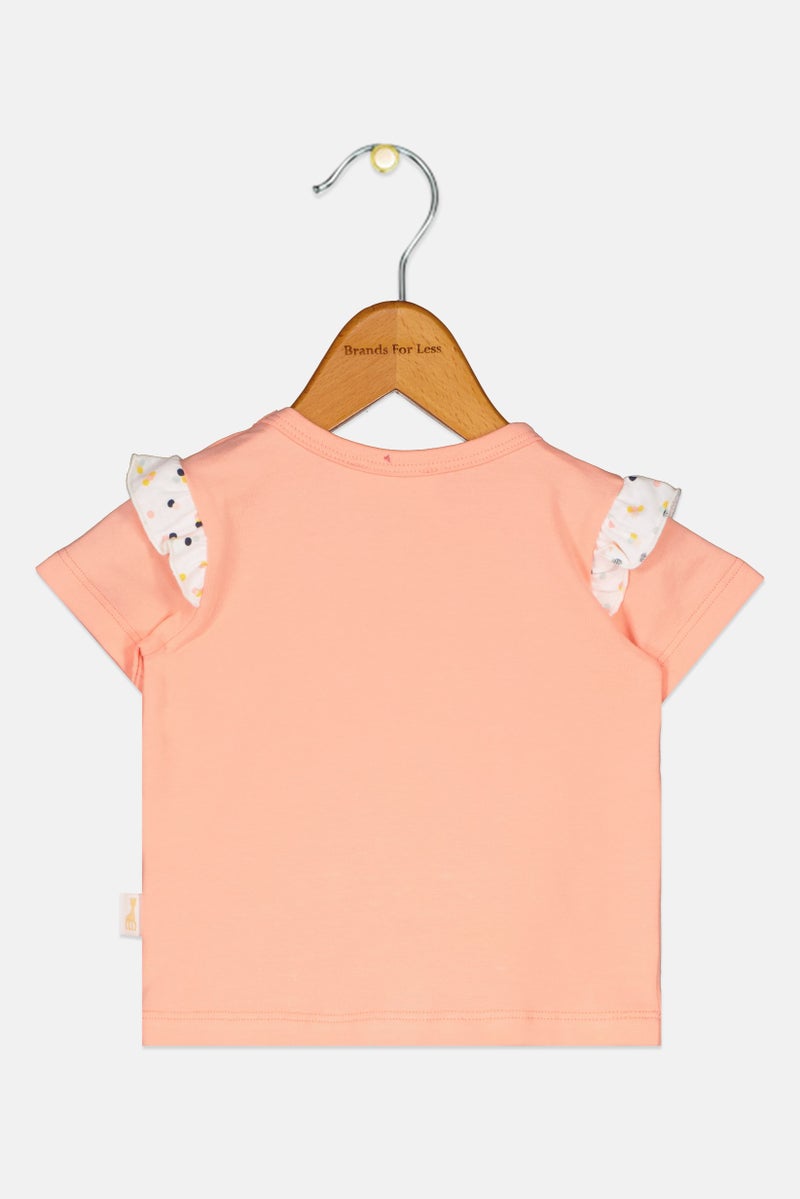 Sophie la girafe تي شيرت قصير الأكمام للبنات الصغيرات بطباعة جرافيك، وردي - Image 2