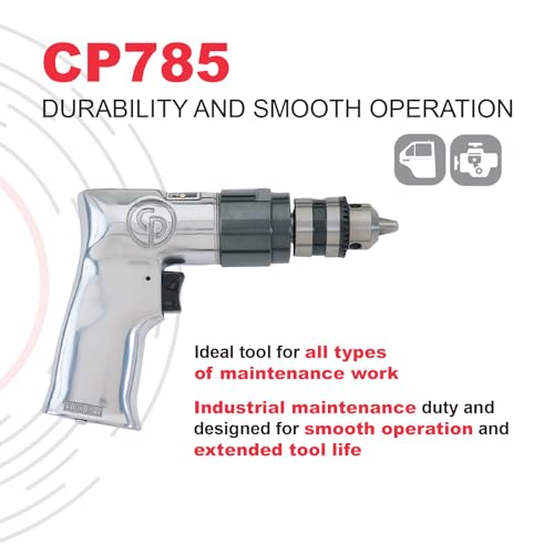 Chicago Pneumatic CP785 - Air Power Drill, 3/8 Inch (10 mm), Keyed Chuck, Aluminum Housing, Pistol Handle, 0.5 HP / 370 W, Stall Torque 3.1 ft. lbf / 4.2 NM, 2400 RPM, Power Tools & Home Improvement - Image 4