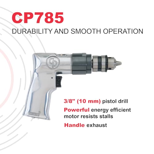 Chicago Pneumatic CP785 - Air Power Drill, 3/8 Inch (10 mm), Keyed Chuck, Aluminum Housing, Pistol Handle, 0.5 HP / 370 W, Stall Torque 3.1 ft. lbf / 4.2 NM, 2400 RPM, Power Tools & Home Improvement - Image 3