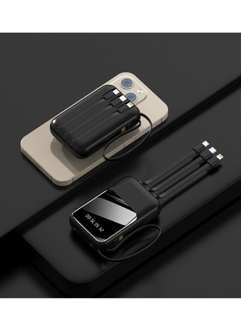 Power bank mini comes with cable 20000 mAh portable power bank digital display black