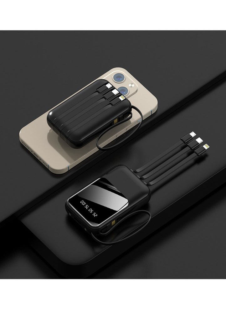 JEEJPV Power bank mini comes with cable 20000 mAh portable power bank digital display black  - Image 1