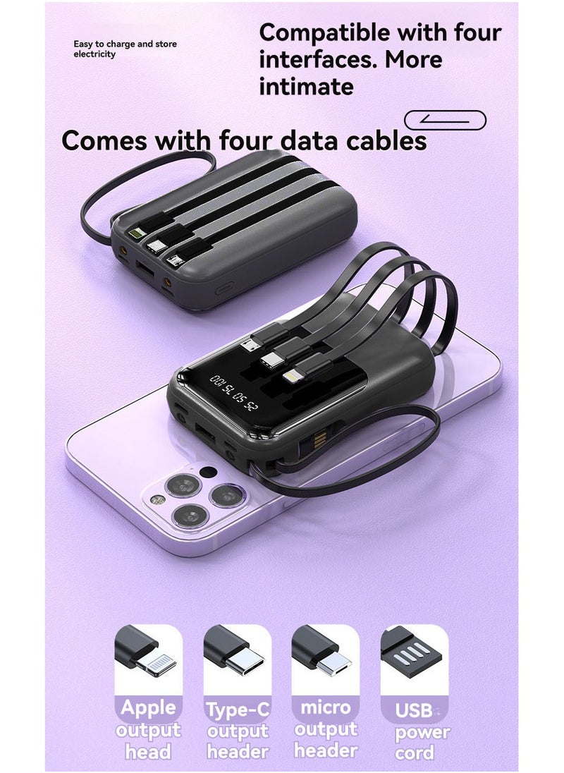 JEEJPV Power bank mini comes with cable 20000 mAh portable power bank digital display black  - Image 2