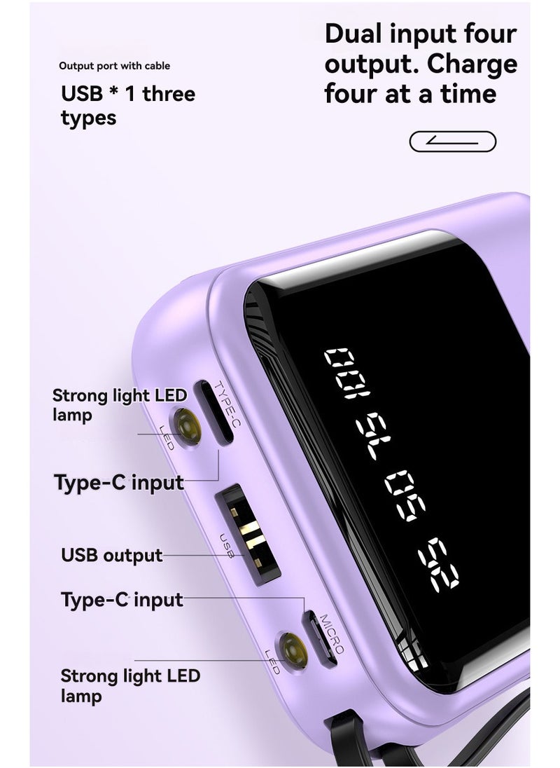 JEEJPV Power bank mini comes with cable 20000 mAh portable power bank digital display black  - Image 4