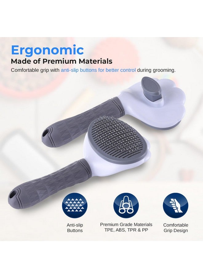 SereneLife Lint Roller Pet Brush, Skin-Friendly Dog and Cat Self-Cleaning Slicker Brush with Massage Particles, Removes Loose Hair/Tangles, 7.68"x4.13"x2.55" Pet Hair Removal Tool with Release Button - Image 4