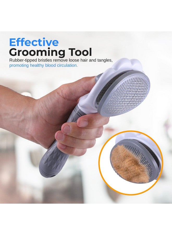 SereneLife Lint Roller Pet Brush, Skin-Friendly Dog and Cat Self-Cleaning Slicker Brush with Massage Particles, Removes Loose Hair/Tangles, 7.68"x4.13"x2.55" Pet Hair Removal Tool with Release Button - Image 2