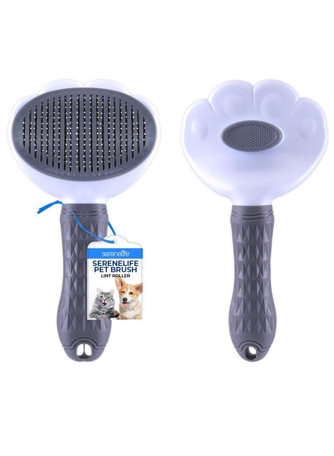 SereneLife Lint Roller Pet Brush, Skin-Friendly Dog and Cat Self-Cleaning Slicker Brush with Massage Particles, Removes Loose Hair/Tangles, 7.68"x4.13"x2.55" Pet Hair Removal Tool with Release Button - Image 1