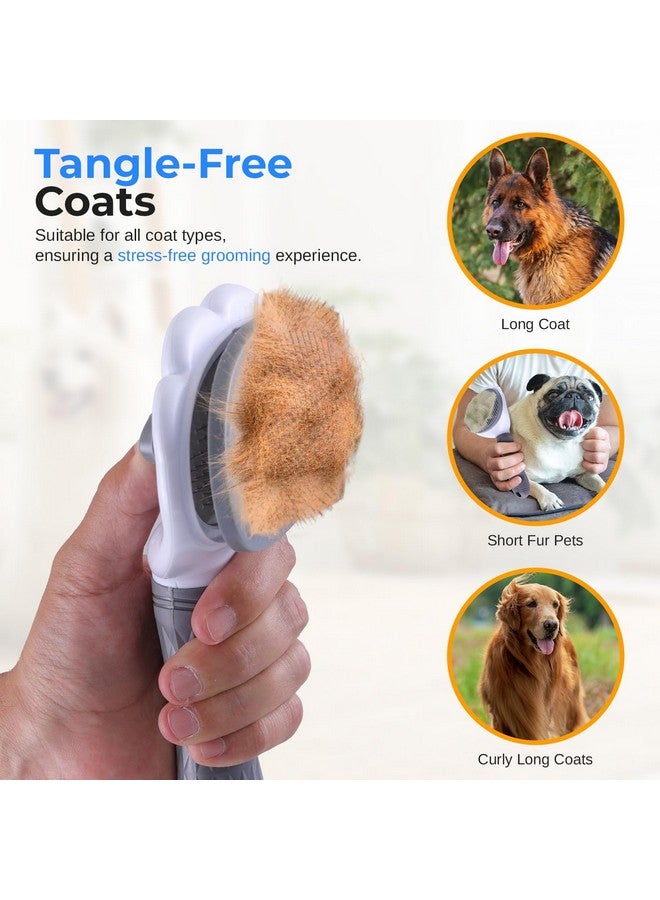 SereneLife Lint Roller Pet Brush, Skin-Friendly Dog and Cat Self-Cleaning Slicker Brush with Massage Particles, Removes Loose Hair/Tangles, 7.68"x4.13"x2.55" Pet Hair Removal Tool with Release Button - Image 5