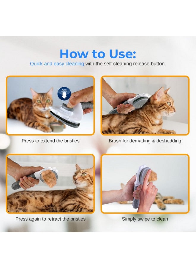 SereneLife Lint Roller Pet Brush, Skin-Friendly Dog and Cat Self-Cleaning Slicker Brush with Massage Particles, Removes Loose Hair/Tangles, 7.68"x4.13"x2.55" Pet Hair Removal Tool with Release Button - Image 3