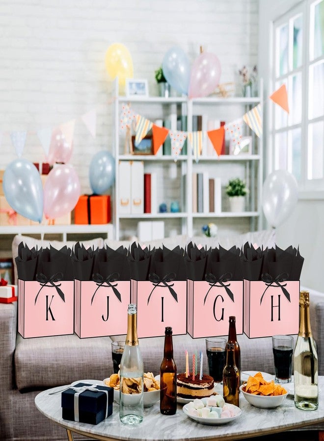 Linelglobal Pink Letter Gift Bag with Handles for Women 12.6" Anniversary Wedding Party Includes Envelope, Card, Wrapping Paper - Initial J - Image 5