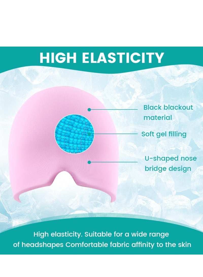 Ice Head Wrap Form Fitting Gel Headache Relief Hat Cold Therapy Mask Migraine Hat Cold Migraine Mask Comfortable & Stretchable Pack Eye Mask for Puffy Eyes Tension Sinus & Stress, (Black)