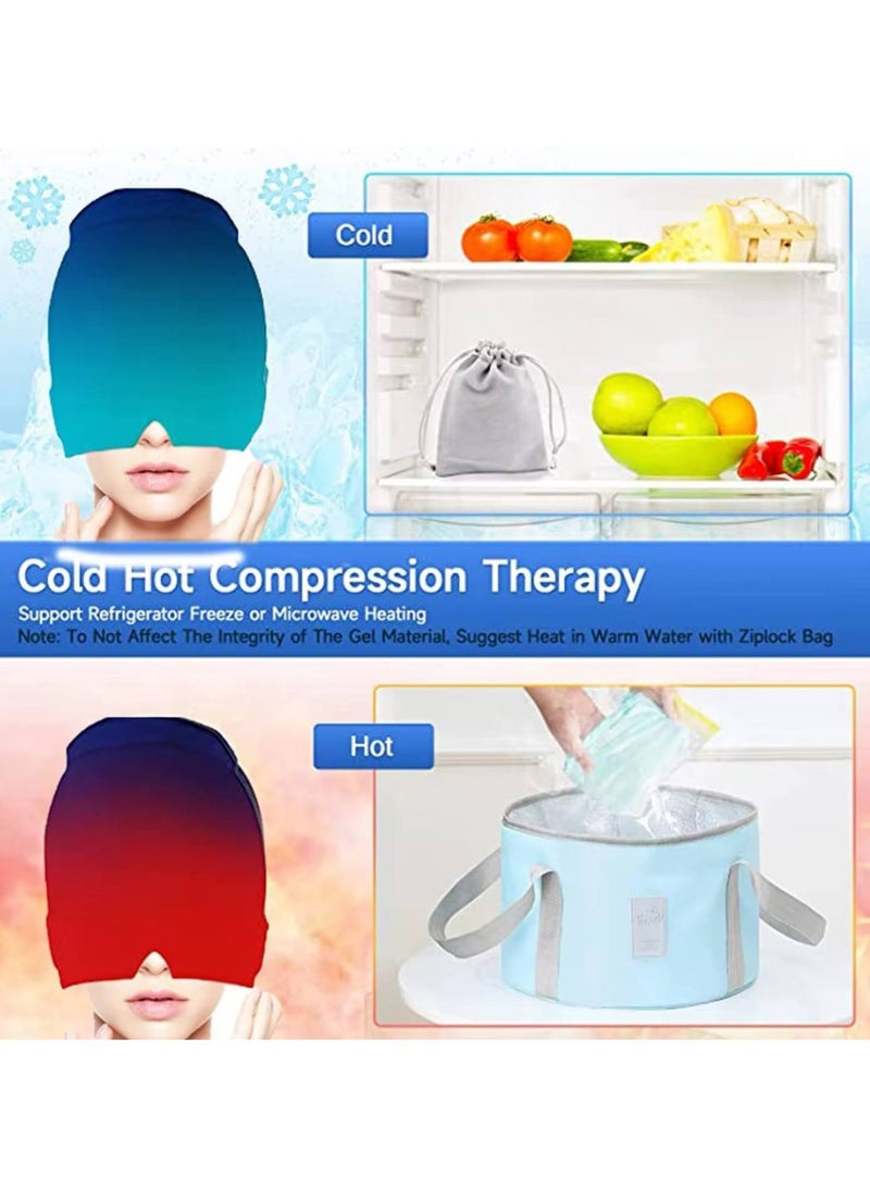 Ice Head Wrap Form Fitting Gel Headache Relief Hat Cold Therapy Mask Migraine Hat Cold Migraine Mask Comfortable & Stretchable Pack Eye Mask for Puffy Eyes Tension Sinus & Stress, (Black)