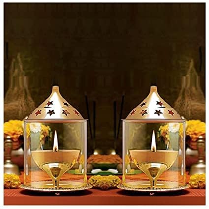A & S Ventures Akhand Diya for puja with Glass Cover Set (Pack of 2) - Image 5