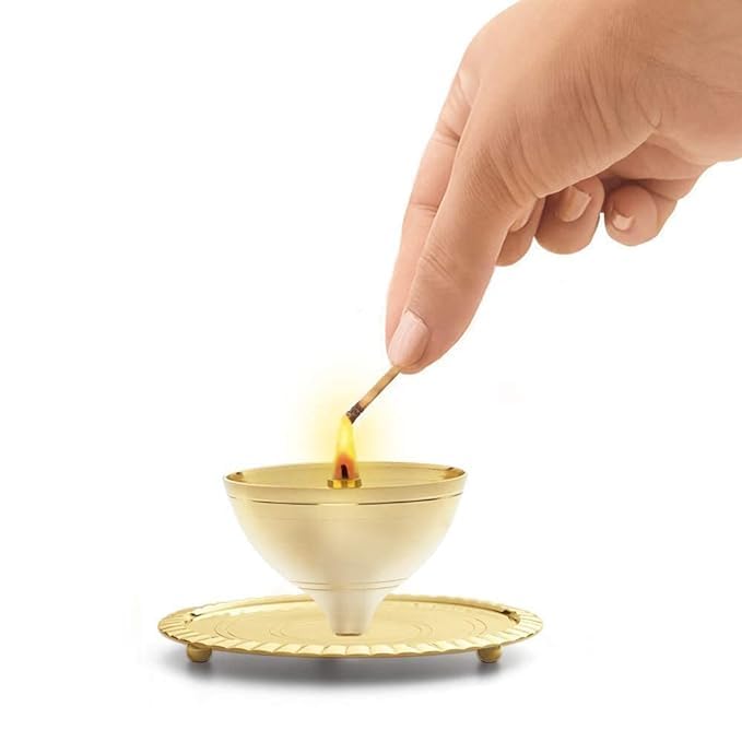 A & S Ventures Akhand Diya for puja with Glass Cover Set (Pack of 2) - Image 3