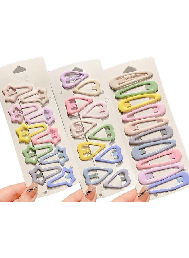 30 Pieces Colorful Hair Clips for Girls – Star, Heart, Drop Shape Snap Hair Clips, Perfect Hair Accessories for Toddlers, Children and Women - Image 1