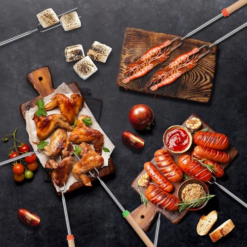 Briout Marshmallow Roasting Sticks - Smores Stick for Fire Pit - Hot Dog Campfire Skewers Marshmallow Camping 32 Inch Long Extendable Forks - 5 Pack - Image 3