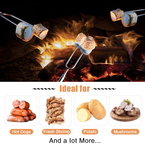 Briout Marshmallow Roasting Sticks - Smores Stick for Fire Pit - Hot Dog Campfire Skewers Marshmallow Camping 32 Inch Long Extendable Forks - 5 Pack - Image 5