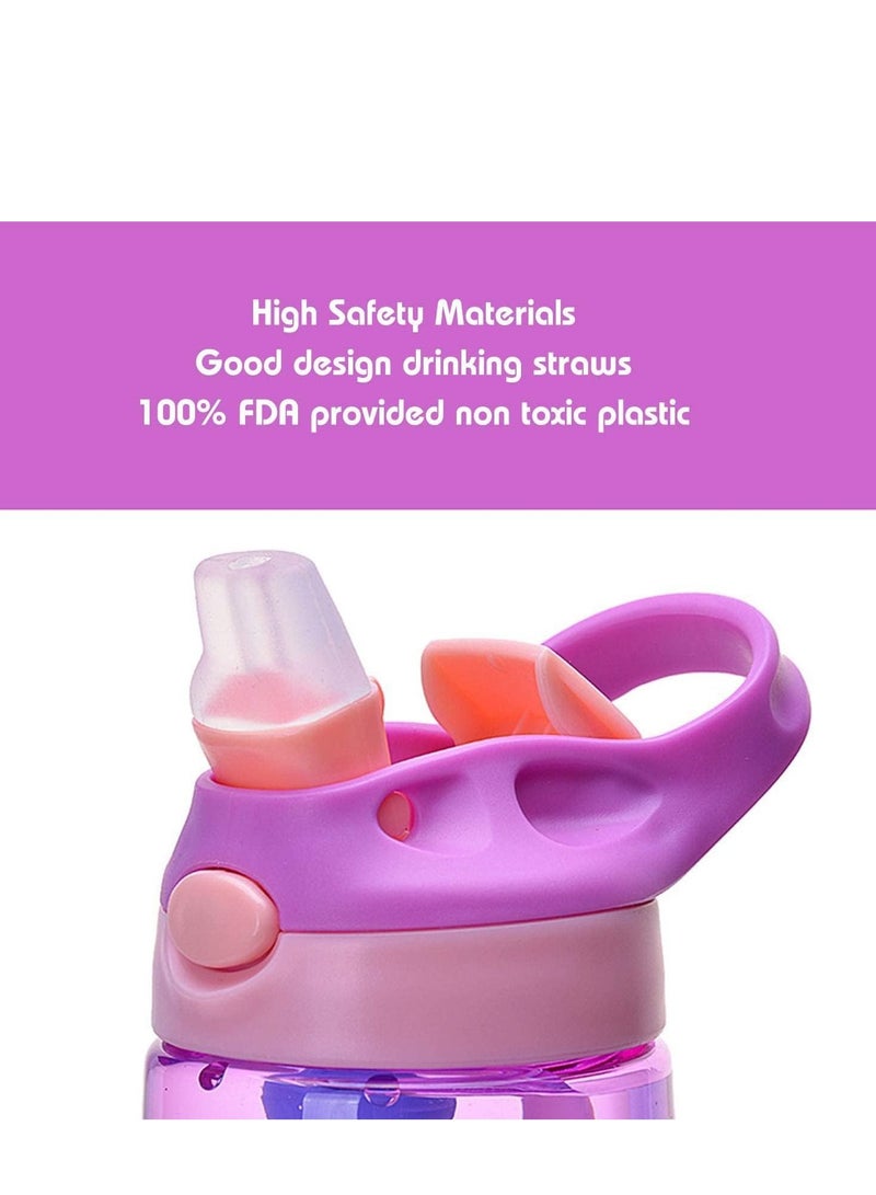 SYOSI زجاجة ماء الأطفال كوب للأطفال مع شفاطة زر مانع للتسرب لفتح وتحمل بلاستيك للشرب مناسب للأولاد والبنات والأرانب داخل المنزل وخارجه - Image 2