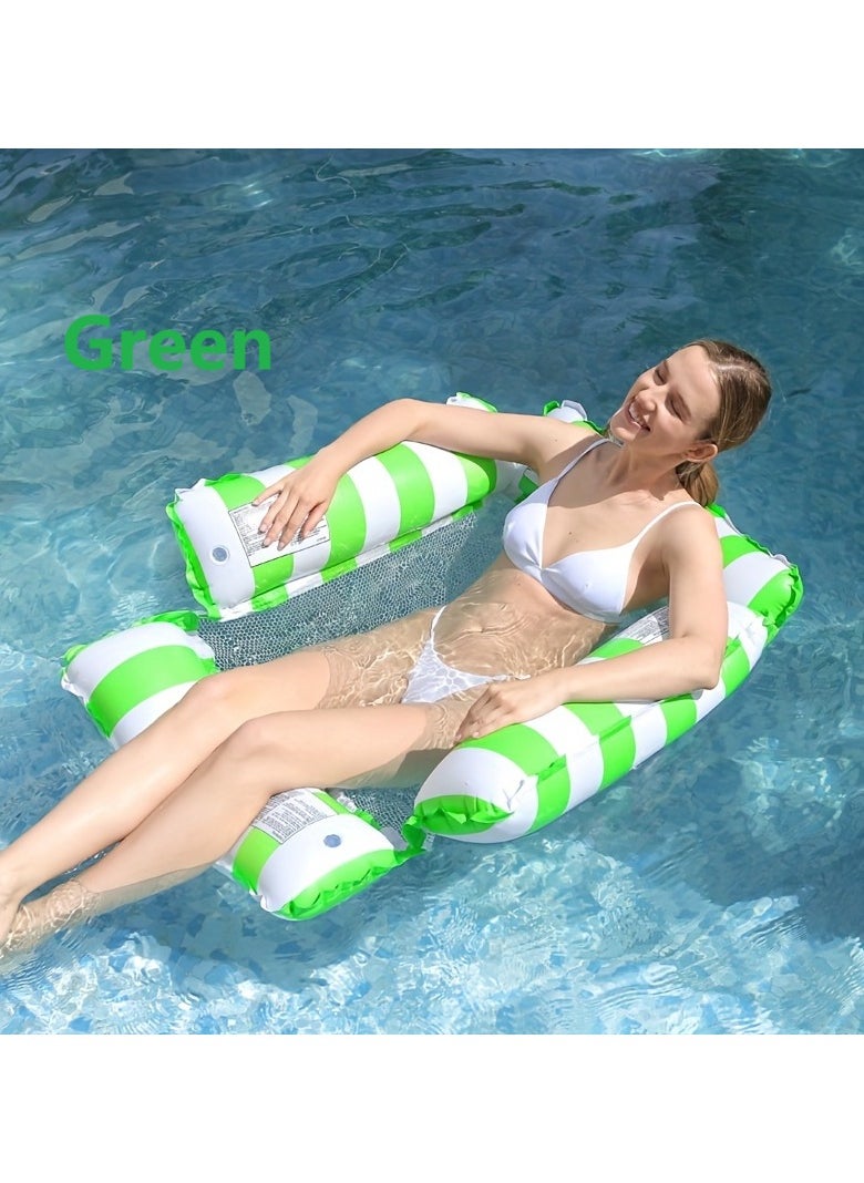 null - 1pc Water Adult Inflatable Hammock, Swimming Float, Simple Water Play Float, Striped PVC Inflatable Float - Image 1