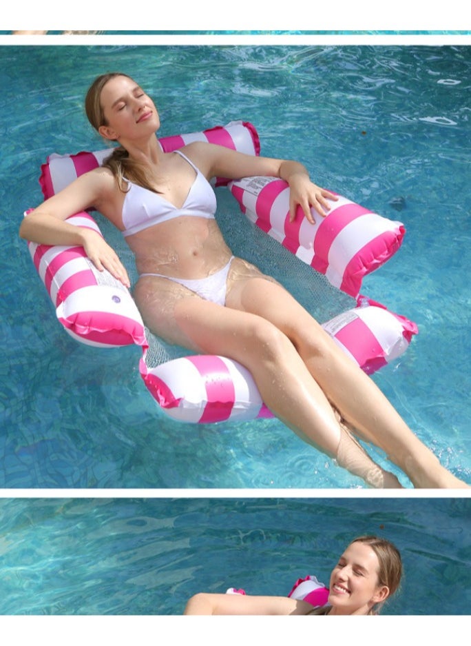 null - 1pc Water Adult Inflatable Hammock, Swimming Float, Simple Water Play Float, Striped PVC Inflatable Float - Image 1
